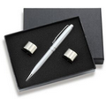 Rounded Cufflinks & Ball Point Pen Set with 2-Piece Gift Box